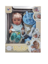 EPT1421562 12 Inch English 12 Sound Ic Water Baby Dolls Toys With Urine Basin Diaper Absorbent Bottle Tissue Box Backpack